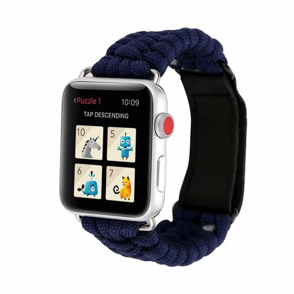 

outdoors survival rope strap for apple watch band 44 mm 40mm 42mm 38mm leather iwatch bracelet for apple watch series 5 4 3 44mm