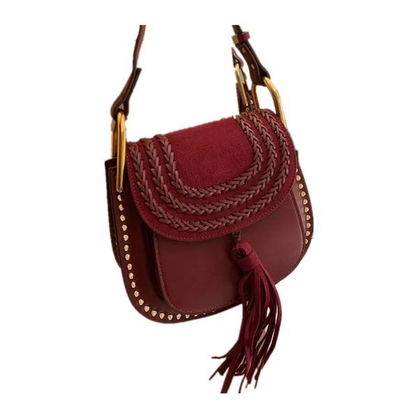 

luxury designer shoulder bags cowskin leather saddle tassel rivet bag women's marcie bag crossbody fashion brand artwork letter purse
