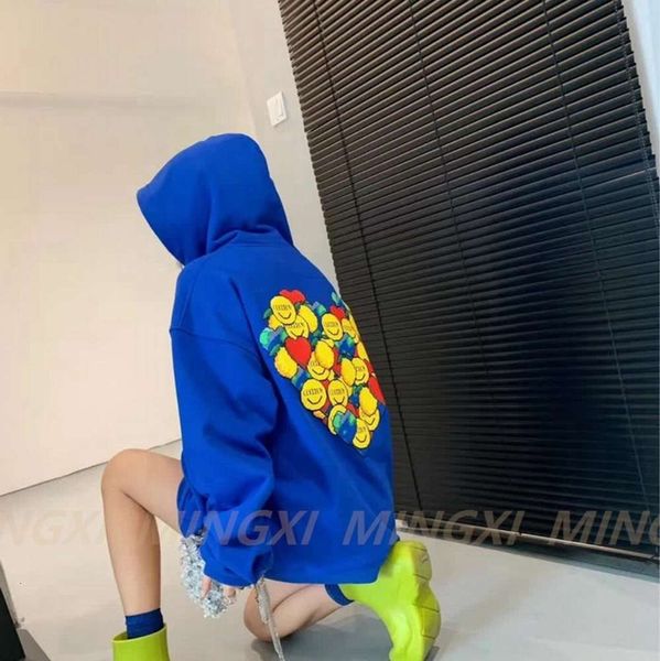 

mingxi wear 2021 spring middle school children's smiley face boys' and girls' hooded pullover new, Black