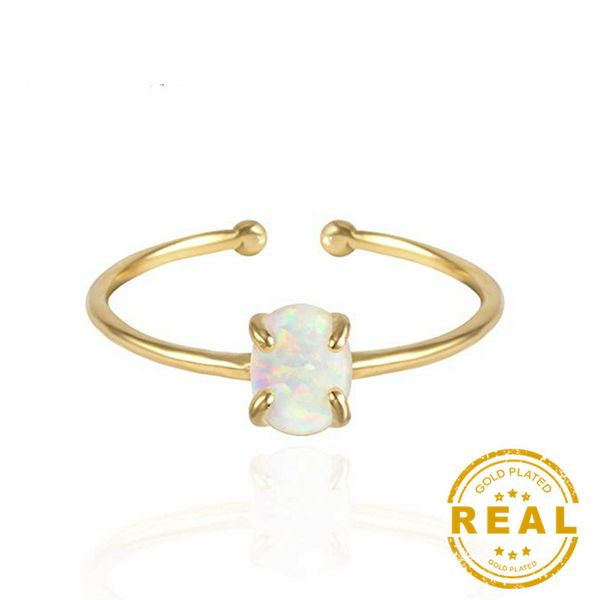 

Februaryfrost Brand Dainty Fire Opal Rings Engagement Jewelry Elegant Gold Open Wedding Rings for Women Party Simple Rings Finger Jewelry Gi