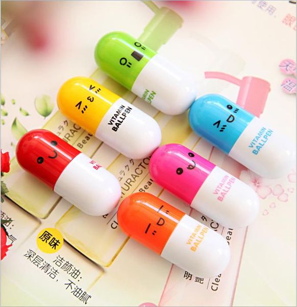 

specials 2015 cute smiling face pill ball point pen pencils telescopic vitamin capsule ballpen for school 0601 yxlgft xhhair