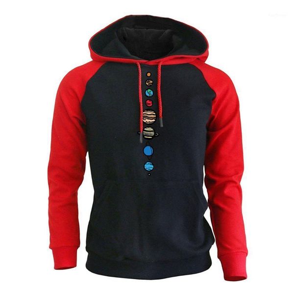 

men's hoodies & sweatshirts solar system planets colour print hoodie mens sweatshirt autumn winter fleece raglan hooded pullover male c, Black
