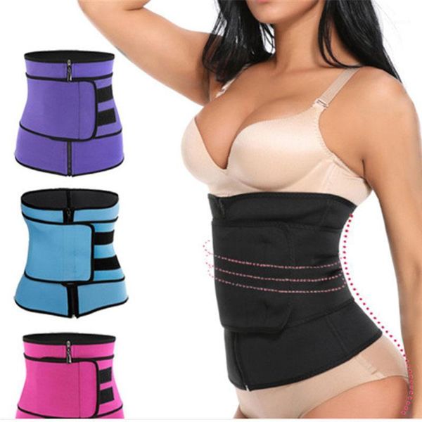 

waist support abdominal belt high compression zipper cincher corset underbust body sweat trainer1, Black;gray