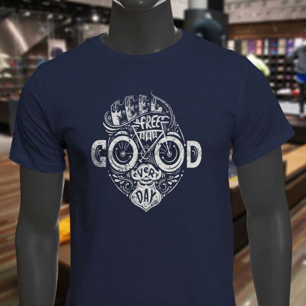 

feel good every day bike bicycle biker exercise mens navy t-shirt sport hooded sweatshirt hoodie