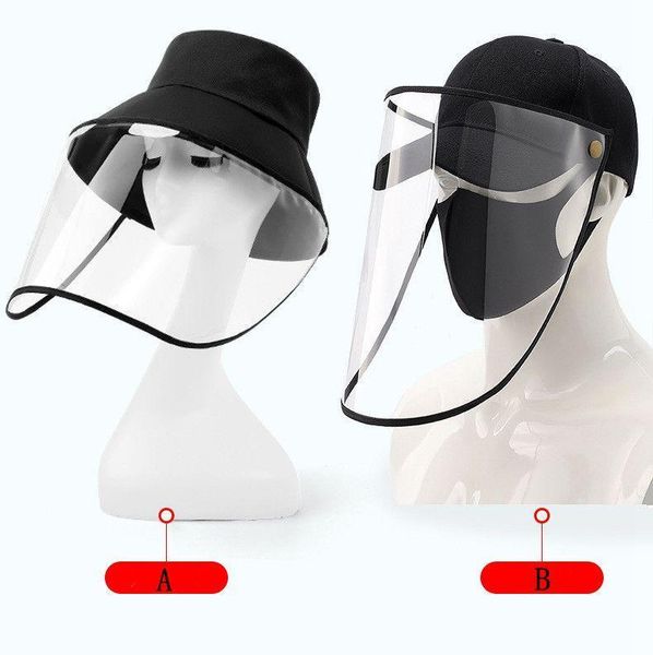 

bucket hat face shield adjustable full face cover isolation protective mask baseball cap prevent droplets protective product gh069