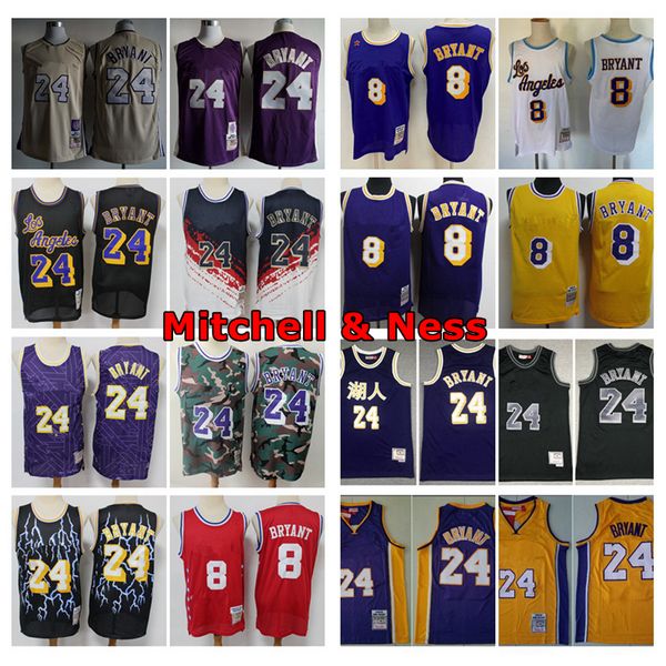 

2021 мужская mitchell ness мода swingman баскетбол джерси винтаж черный мамба вышитые ретро стирные сетки классический джерси с настоящим ло, Black;red