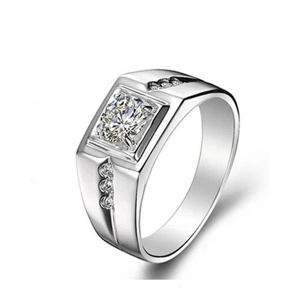 

10pcs fashion zircon rings men domineering ring engagement birthday party men's jewelry gifts rings 7-13 g-92, Slivery;golden