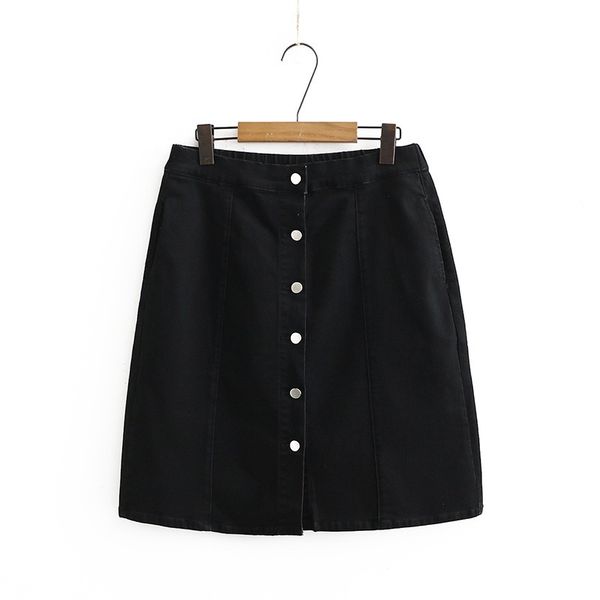 

xl-4xl plus elastic waistband female jeans large size the line solid skirts qlmb, Black
