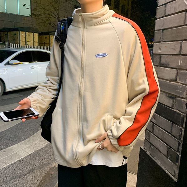 

yeccg baseball and autumn spring trendy new jacket men's sweater cardigan loose coat sweaterbaseball sweaterins korean style trendy bra, Blue