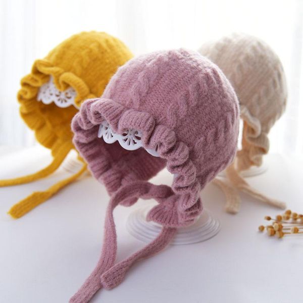 

девочка принцесса hat трикотажная зима новорожденный bonnet enfant шапки детские тюрбан для девочек baby girl bbyiso homebag, Slivery;white