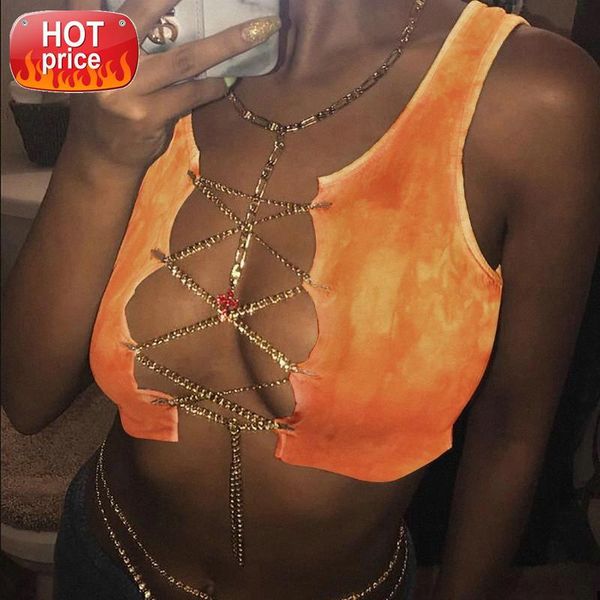 

2021 push up hollow out women tank sleeveless solid spaghetti strap cross metal bandage new crop nightclub party #le15, White