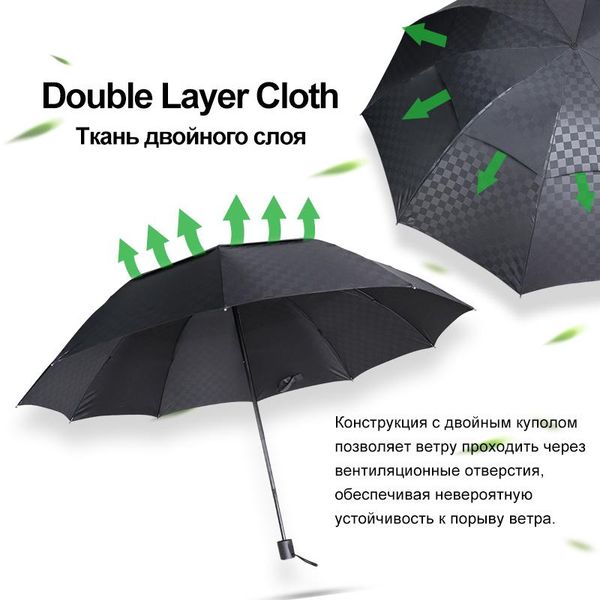 

double layer big umbrellas men 3folding 10k windproof business umbrella rain women male dark grid parasol family travel paraguas wmtjhm