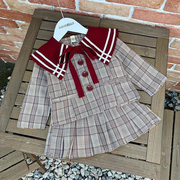 

girl suit spring and autumn 2020 new style 1 girl baby 2 korean version of school jacket skirt 2 piece set 3 students 5, White