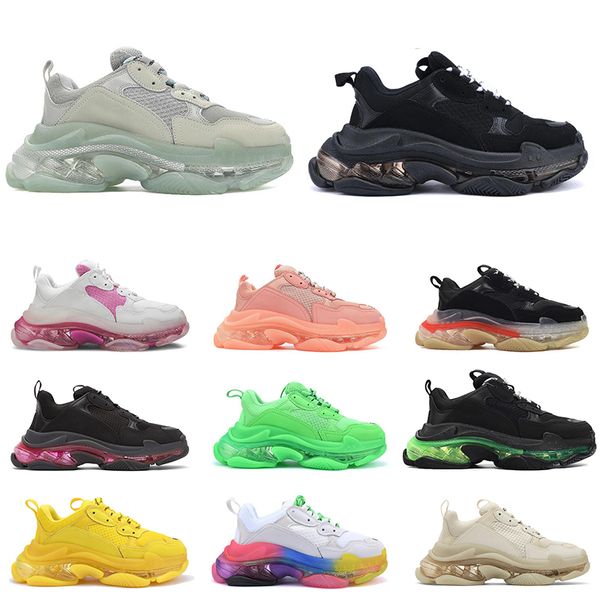

triple s clear sole men women platform shoes fashion paris sneakers black white yellow mens trainers casual jogging walking