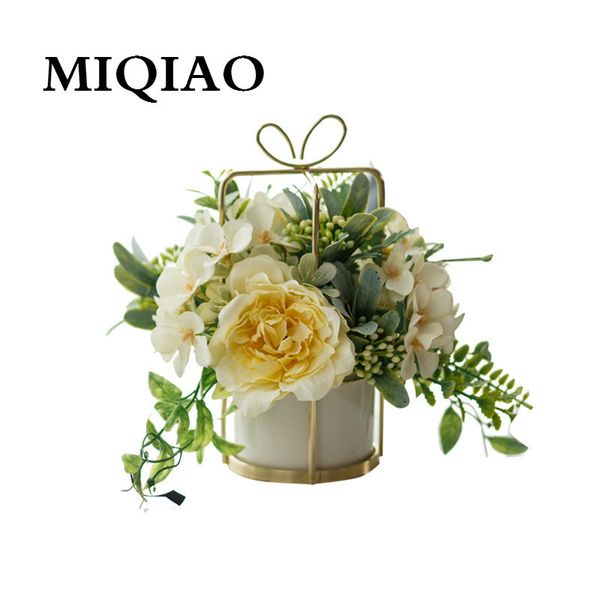

miqiao hanging flower style artificial flower pot set vase decoration indoor artificial potted home decoration fake flower 1022