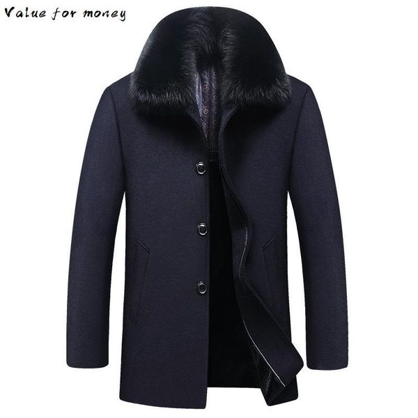 

cloth winter wool coat dust coat and velvet thickening in middle-aged male dad grandpa put man woolen cloth, Black