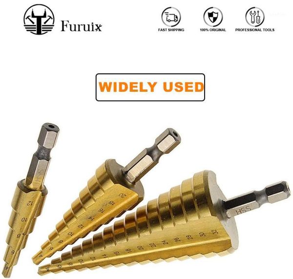 

3-12mm 4-12mm 4-20mm step cone drill bit hole cutter dint tool hex shank step drills shank coated metal drill bit1