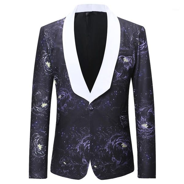 

autumn and winter men's wear printing casual one button back slit men's casual suit men's suits & blazers1, White;black