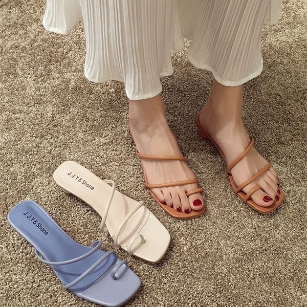 

women's shoes slippers outdoor wear new summer fashion thick with toe heel shoes y200423, Black