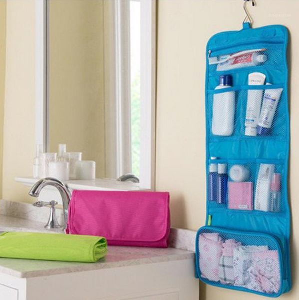 

storage boxes & bins by dhl or ems 50pcs portable hanging organizer bag foldable cosmetic makeup case wash bathroom accessories1