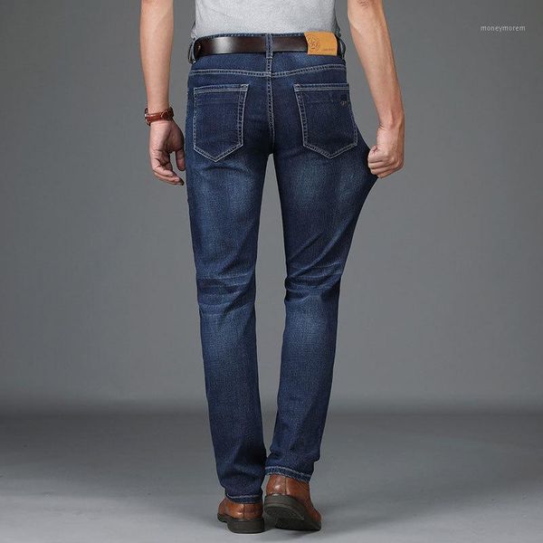 

2018 zdjp spring autumn men's casual business straight jeans pants fashion cotton elastic thin brand-clothing denim soft new1, Blue