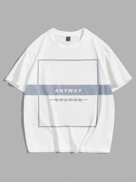 

men letter graphic drop shoulder tee e4xy#, White;black