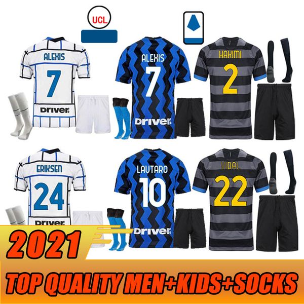 

2021 2022 lukaku lautaro alexis soccer jersey 20 21 vidal barella men +kids kits socks football shirts, Black;yellow