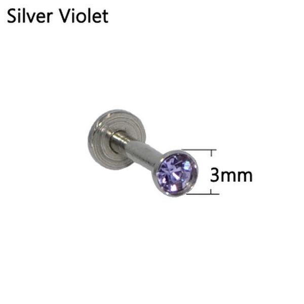 

1pc 316l surgical steel internally threaded cz gem labret colorful ear cartilage tragus lip ring earring percing jewelry 16g q jllvvw, Silver