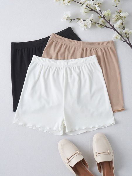 

3pack lettuce trim solid biker shorts o0ws#, Black