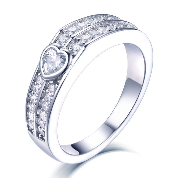 

fashion tonglin 925 sterling silver zircon ring womens japanese and korean fashion marriage ring heart-shaped diamond ring factory one piece