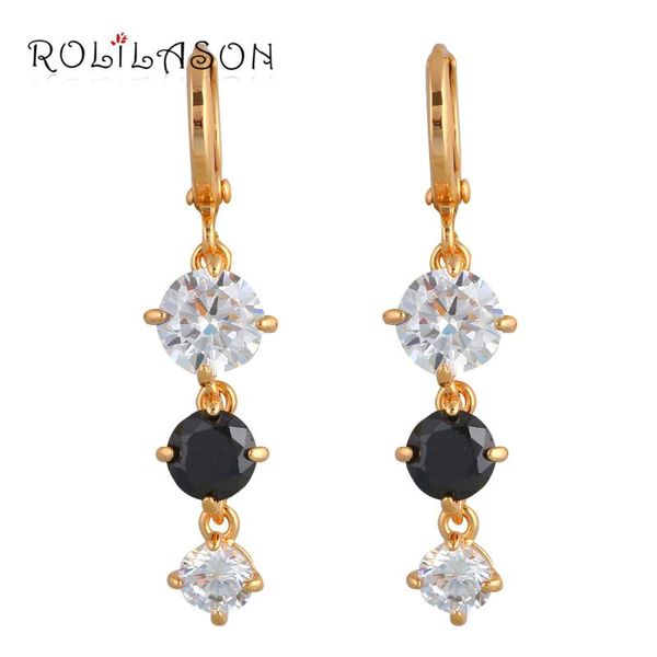 

dangle & chandelier rolilason party gifts for friends gold tone zircon fashion jewelry drop earrings women jes1110, Silver