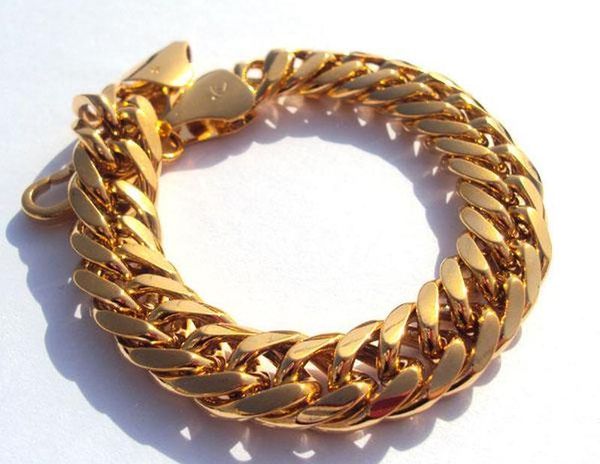 

heavy 44g hypotenuse nugget bracelet 18kt yellow gold hge 230mm mens new 100% real gold, n jlleox ffshop2001, Golden;silver
