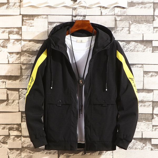 

coat autumn 2020 hoodie jacket casual windbreaker trend men's wear, Black;brown