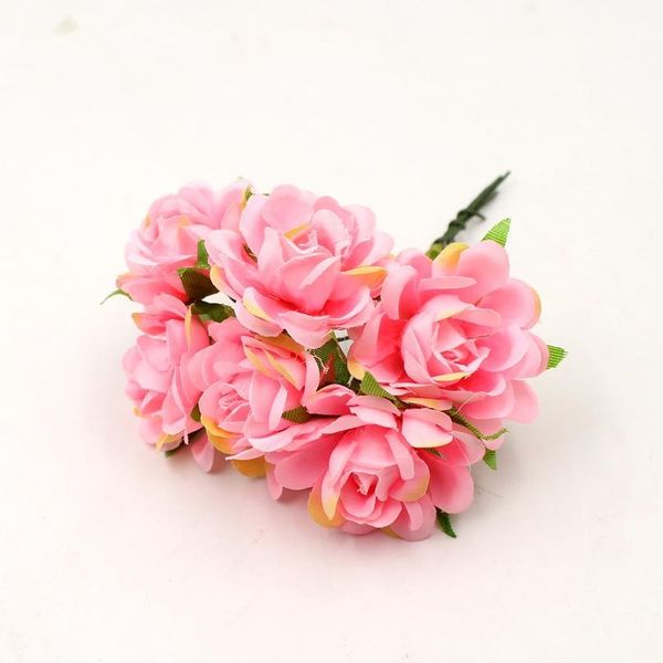 

6pcs/lot gradient rose artificial flower diy craft wreath gift accessories for wedding home decoration handmade silk fak jlljwk