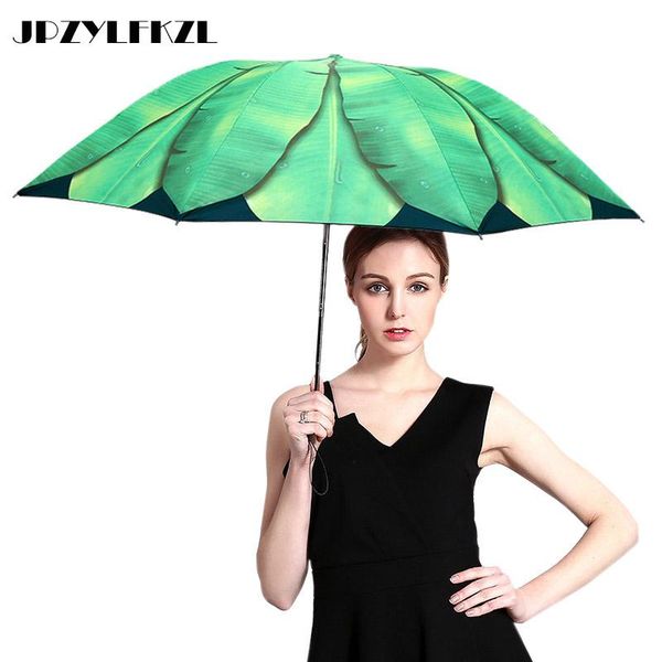 

творческий banana leaf вс зонт женский небольшая свежая трехкратный женщина зонт зонт увы солнцезащитных черные пластиковые зонтики bbyigl