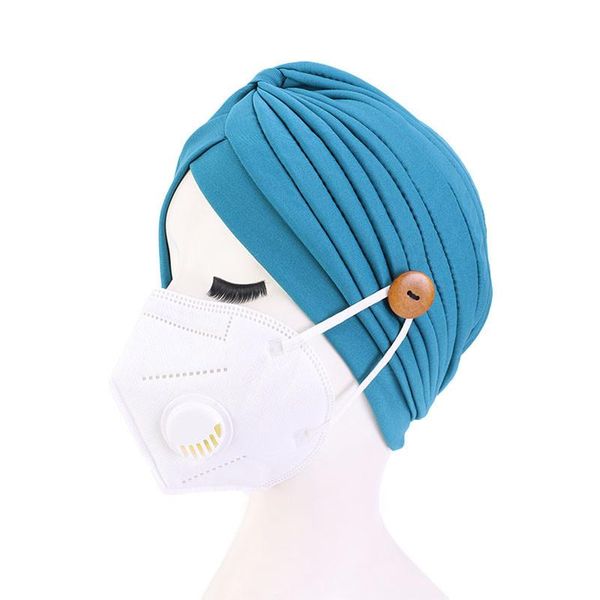 

женщины кнопка тюрбан эластичный solid color mask держатель платке полиэстер chemo caps twist хиджаб caps ladies индийскую bonnet cap sqckiz, Black