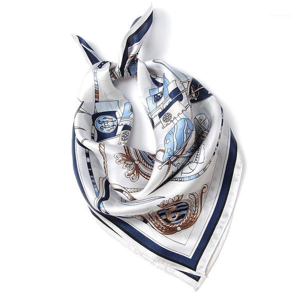 

women's handkerchief, grade oriental silk small square scarf, silk printed handkerchief for women, 52 * 52cm1, Blue;purple
