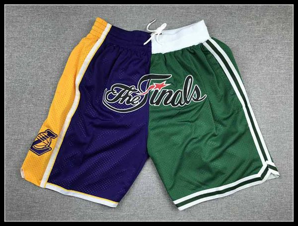 

2008 finals los angeles lakers boston celtics men split nba shorts - green purple, Black