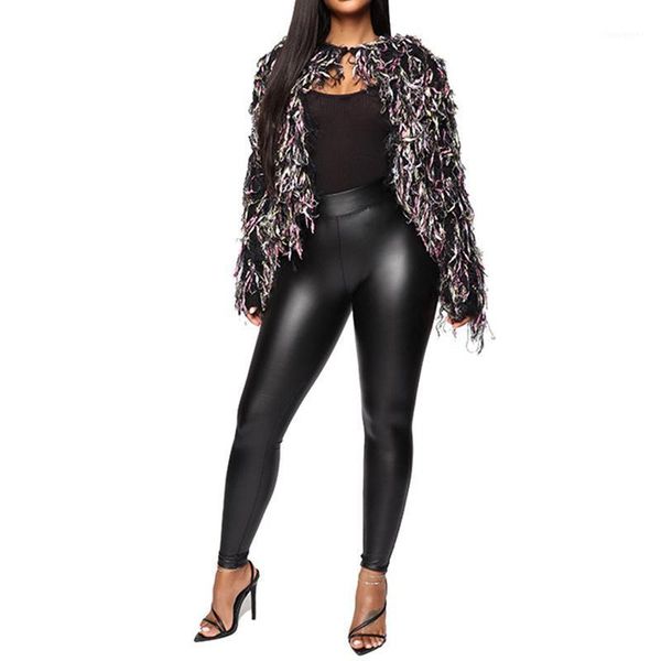 

yoga outfits women's leather leggings bottom hip-up elastic slim exercise pants nine-minute high waist tights sweatpants1, White;red