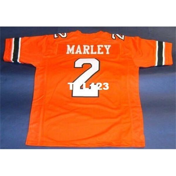 

custom 3421 #2 rohan marley university of miami hurricanes marley white orange college jersey size s-4xl or custom any name or number jersey, Black