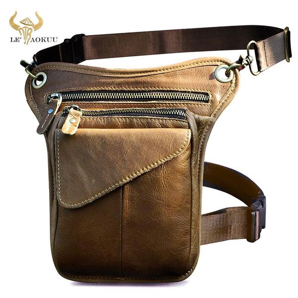 

oil wax real leather men design classic cross-body sling bag fashion travel motorcycle fanny waist belt pack drop leg bag 211-3