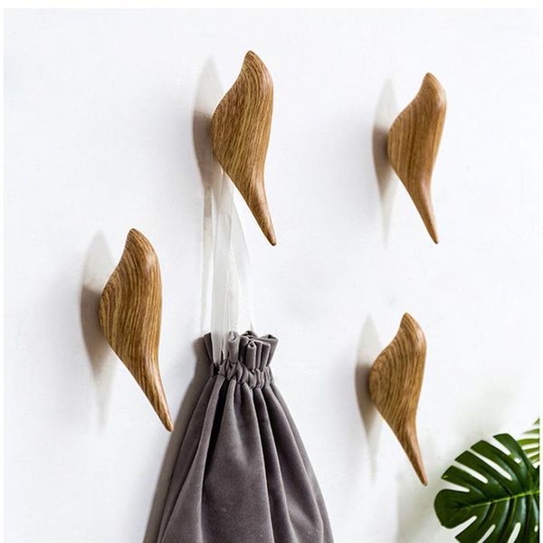 

creative wall hooks bird decoration resin wood grain hooks bedroom door behind animals 3d coat hook single wall hanger1