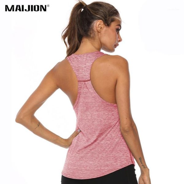 

yoga outfits maijion women shirts quick dry athletic running sports vest workout t shirt bra tank sleeveless fitness1, White;red