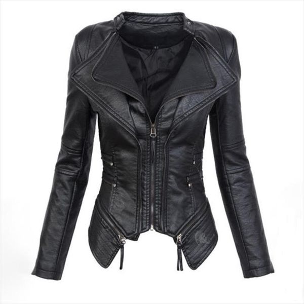 

gothic couro falso pu mulheres jaqueta де inverno moda outono motocicleta jaqueta де couro прету поддельной casacos верхняя одежда casaco, Black