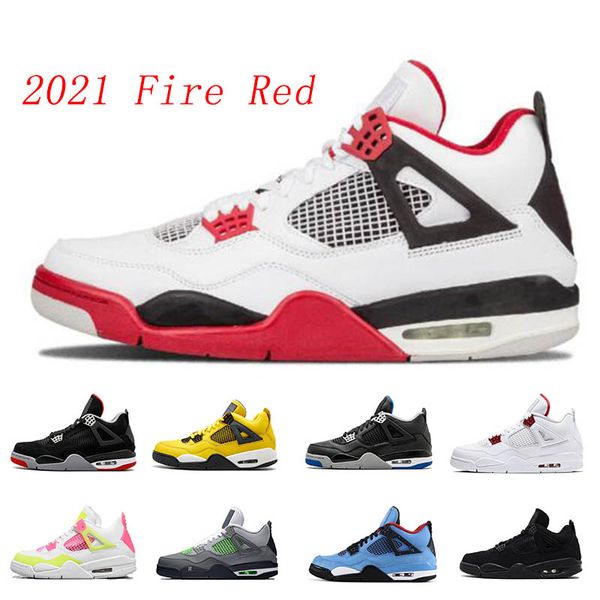

2021 fire red lemon venom 4 4s men women basketball shoes bred yellow cool grey court purple green metallic cement sports sneakers