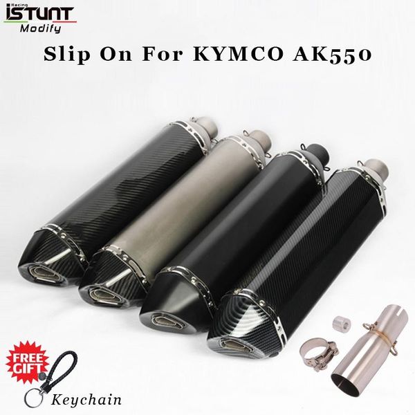 

motorcycle exhaust system kymco ak 550 pipe muffler escape middle link with moveable db killer slip on for ak550