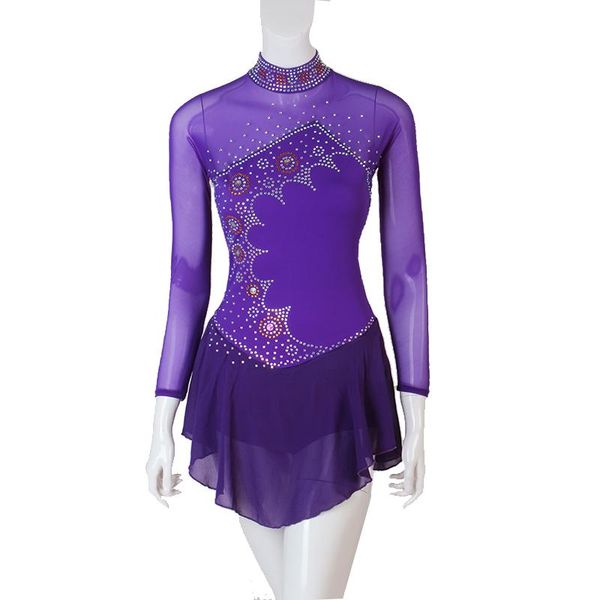 

stage wear figure skating dress women girl ice gymnastics costume custom rhinestone navy blue b089, Black;red