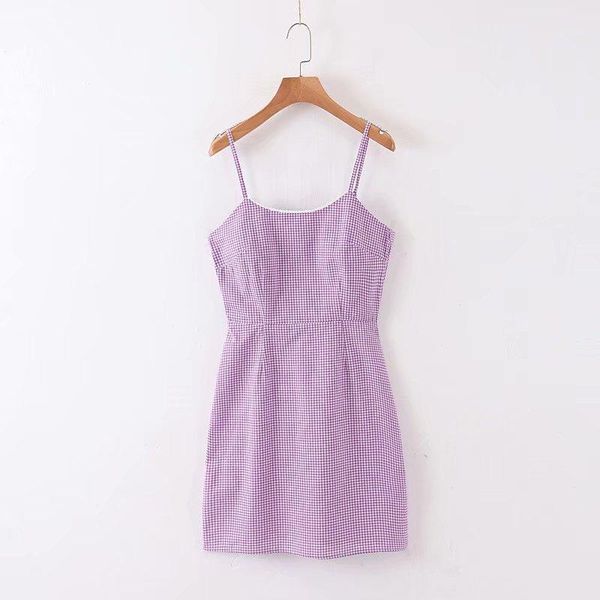 

m1009-western style women's dress 2019 summer new style short lace edge plaid strapped dress1, White;black