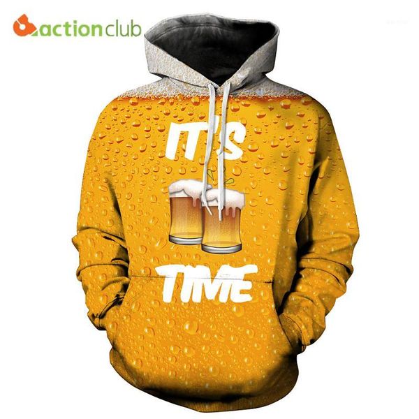 

actionclub 2017 spring new fashion mens hoodies and sweatshirts 3d print yellow beer simple valentine's coats casual sportswear1, Black