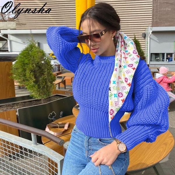 

knitwear sweaters for women 2020 winter o neck warm pullovers sweater woman bubble sleeve short wool streetwear sweater lad1, White;black